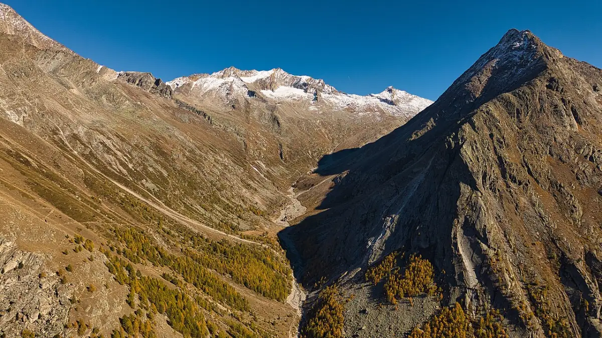 Alpine valley landscape near Saas-Almagell